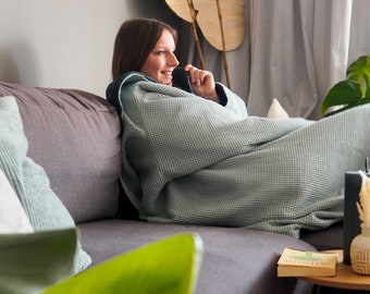 Cuddly blanket with sleeves - Mint/Emerald Green