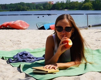 Serviette de plage jonc de mer vert XL 145 x 200 cm