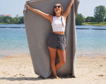 Serviette de plage gris pierre XL 145 x 200 cm