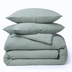 Muslin bedding set sage green | including 80 x 80 cm pillow | gift | furnishings | interior