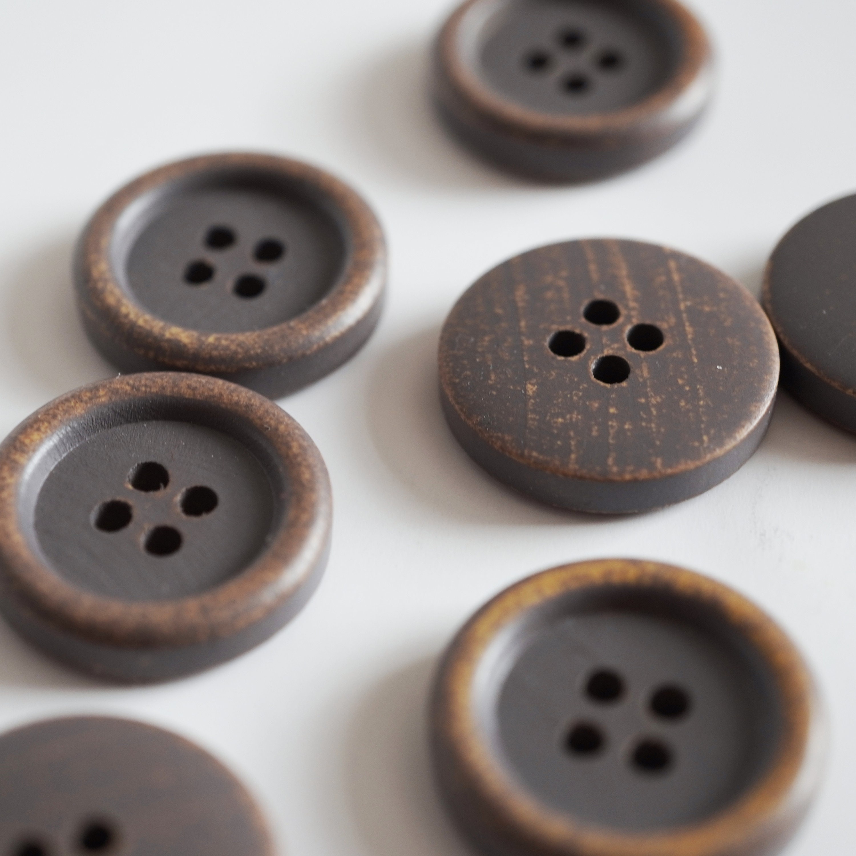 Wooden Buttons Grey in Used Look Vintage Look Round 2 Cm 4 - Etsy