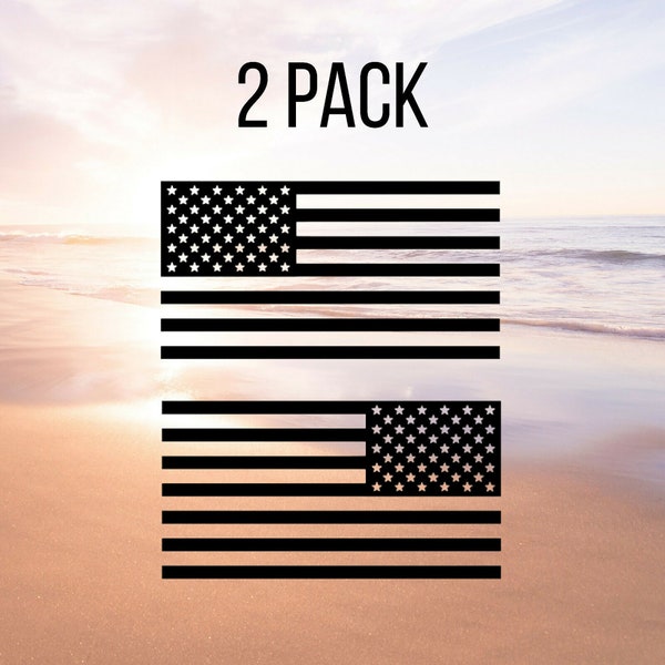 American Flag Decals 2 Pack Black or White Military Matte Pair Premium Vinyl Small or Large Die cut subdued bumper stickers