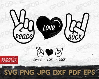 Free Free 262 Peace Love Rock And Roll Svg SVG PNG EPS DXF File