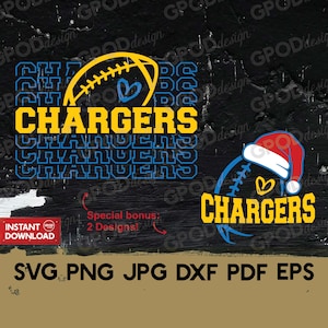 Chargers Football SVG, Chargers svg, Clipart for Cricut, Chargers Team svg, Chargers Christmas svg, Perfect for Gifts | Digital download