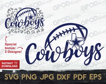 Cowboys Football SVG, Cowboys Leopard svg, Clipart for Cricut, Cowboys mom svg, Loves Cowboys Team Perfect for a Gift | Digital download