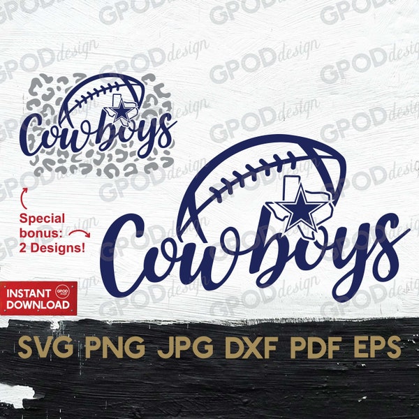 Cowboys Football SVG, Cowboys Leopard svg, Clipart for Cricut, Cowboys mom svg, Loves Cowboys Team Perfect for a Gift | Digital download