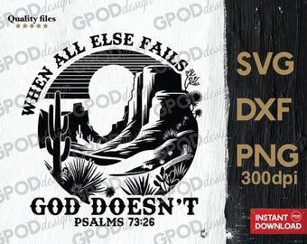 When All Else Fails God Doesn't SVG, Clipart for Cricut, Vintage God Religious, Bible Verse Jesus Lover PNG DXF | Digital download