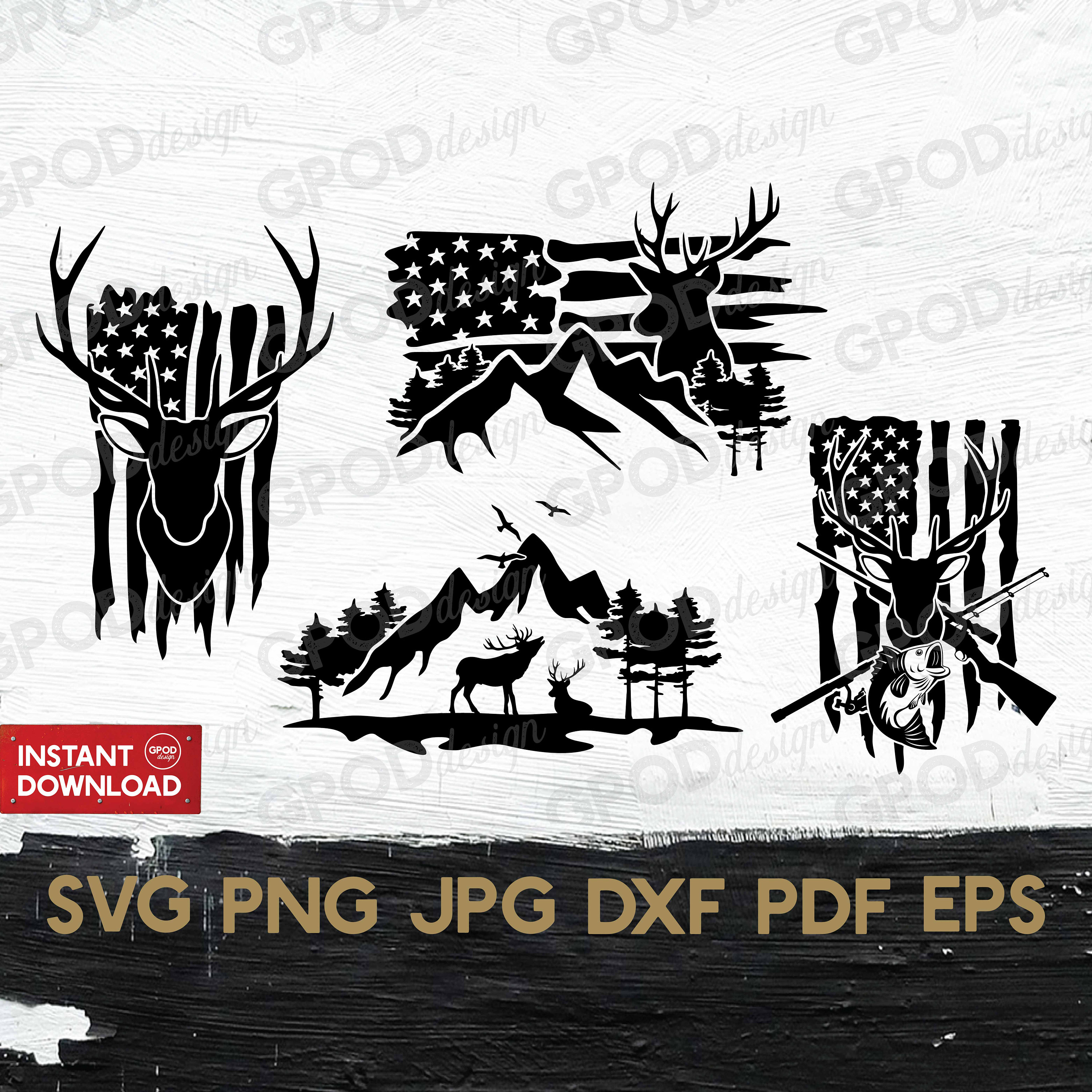 Download Deer Hunting Bundle Svg Deer Falg svg Hunting svg Clipart | Etsy
