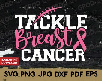 Tackle Breast Cancer SVG, Cancer Awareness Clipart For Cricut, Football Cancer svg, Breast Cancer svg, Perfect for Gifts | Digital download