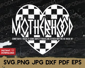 Motherhood Rocks SVG, Retro Motherhood PNG, Funny Mother's Day svg, Motherhood World Tour svg, Checkered Motherhood svg | Digital download
