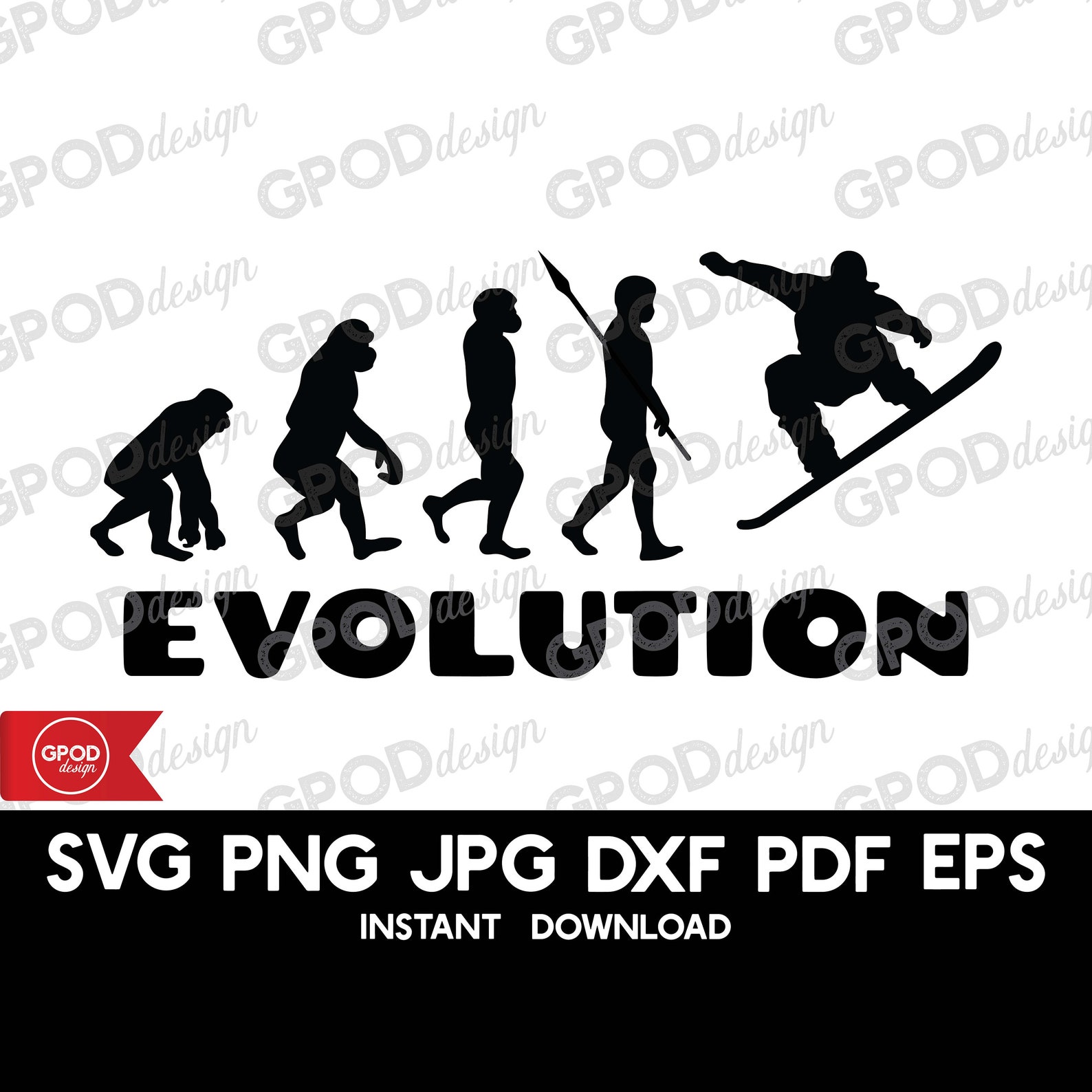 Snowboard Evolution SVG Human Evolution Cut File for Cricut Etsy