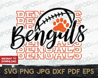 Bengals Leopard SVG, Bengals Football svg, Clipart para Cricut, Bengals Team svg, Vamos Bengals svg, Perfeito para um presente | Download digital