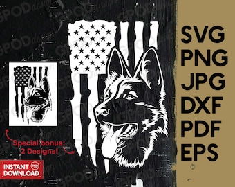 Patriotic German Shepherd SVG, Shepherd flag svg, Clipart For Cricut, German Shepherd mom svg, Dog Lover | Vector Cut File, Digital download