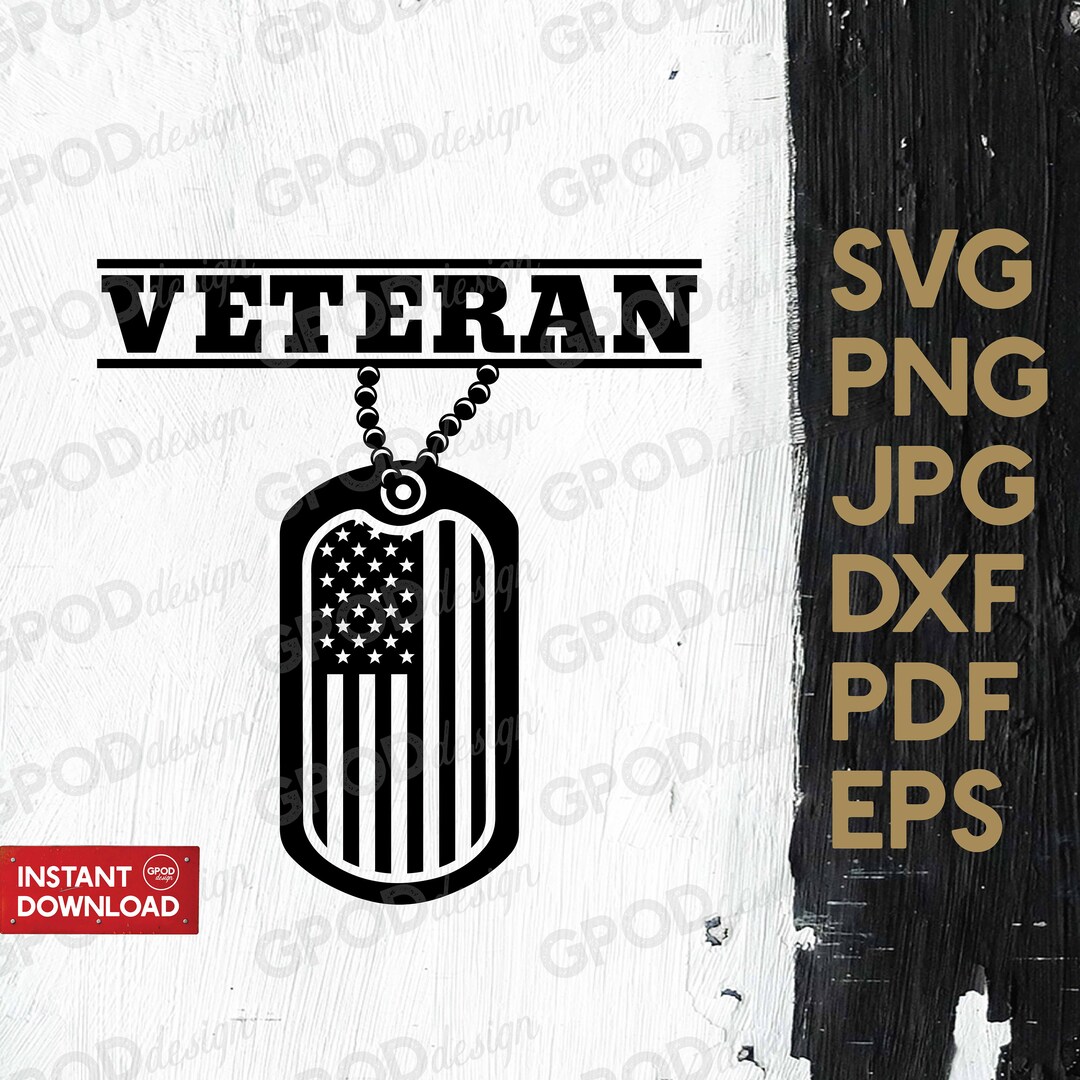 Veteran Dog Tag SVG, Dog Tag Flag Svg, Clipart for Cricut/silhouette