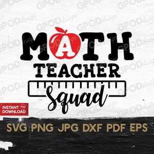 Math Teacher Squad SVG, Math Squad svg, Clipart for Cricut, Math Teacher Life svg, School Teacher svg / Vector Cut File, Descarga digital