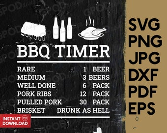 BBQ Timer SVG, Grill Master svg, Clipart for Cricut, Funny Grill Saying svg, Bbq Beer svg, Grill Dad svg | Vector Cut File, Digital download