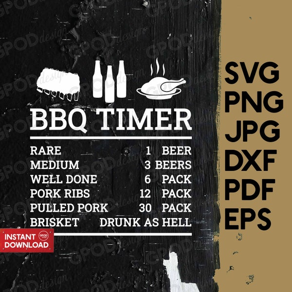 BBQ Timer SVG, Grill Master svg, Clipart for Cricut, Funny Grill Saying svg, Bbq Beer svg, Grill Dad svg | Vector Cut File, Digital download