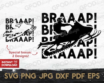 Moto de nieve Braap! SVG, Snowmobile svg, Clipart for Cricut, Eat Sleep Braaap svg, Snowmobile silhouette / Vector Cut File, Descarga digital