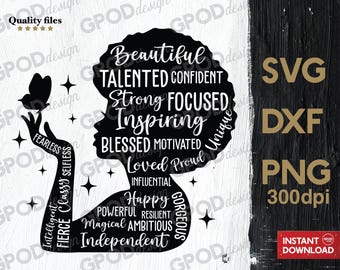 Black History Girl SVG, Clipart for Cricut, Black History Month, Afro Lady Woman svg, Black Girl Magic PNG DXF | Digital download