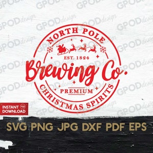 North Pole Brewing Co SVG, Lustiger Weihnachtsspruch svg, Clipart für Cricut, North Pole Hot Chocolate svg, Perfekt für Geschenk | Digitaler Download