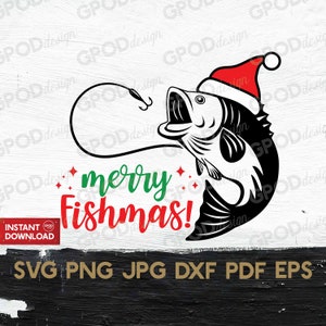 Merry Fishmas! SVG, Christmas Fish svg, Clipart for Cricut, Fishing Lover svg, Holiday Weightlifting svg | Vector Cut File, Digital download