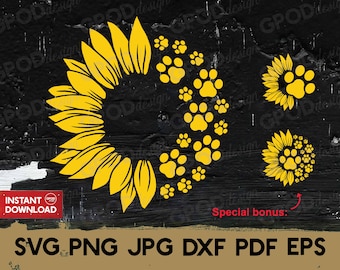 Sunflower Paw Print SVG, Sunflower dog mom svg, Clipart For Cricut, Sunflower paws mama svg, Perfect gift for Dog mom | Digital download
