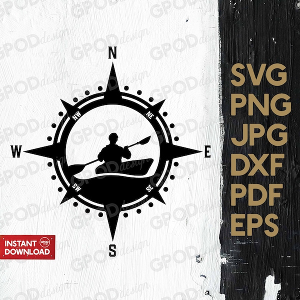 Kayak Compass SVG, Kayak svg, Clipart for Cricut, Kayaking lover svg, I'd rather be paddling svg, Gifts | Vector Cut File, Digital download