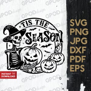 Tis the Season Halloween SVG, lustiges Halloween Design PNG, Clipart für Cricut, Spooky Skeleton svg, Spooky Vibes svg | Digitaler Download