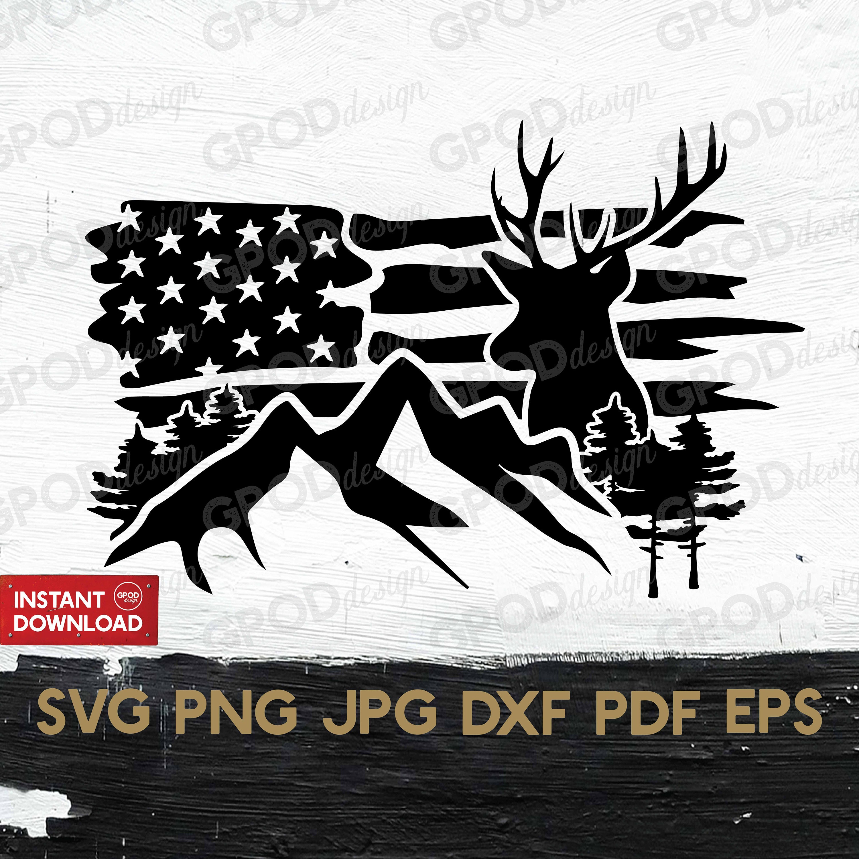 Deer Hunting SVG Deer mountain svg Clipart for | Etsy
