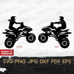 4 Wheeler woman and Man SVG, ATV lover svg, Clipart for Cricut, Quad Bike svg, Dirt Bike Silhouette svg  | Vector Cut File, Digital download