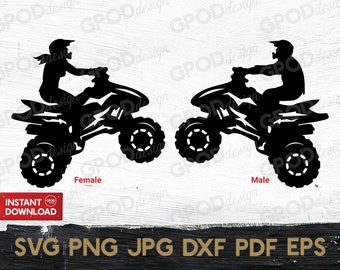 4 Wheeler woman and Man SVG, ATV lover svg, Clipart for Cricut, Quad Bike svg, Dirt Bike Silhouette svg  | Vector Cut File, Digital download