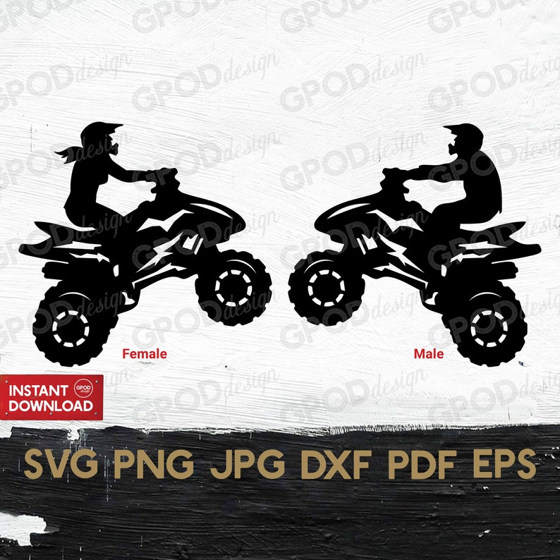 4 Wheeler woman and Man SVG, ATV lover svg, Clipart for Cricut, Quad Bike svg, Dirt Bike Silhouette svg | Vector Cut File, Digital download image 1