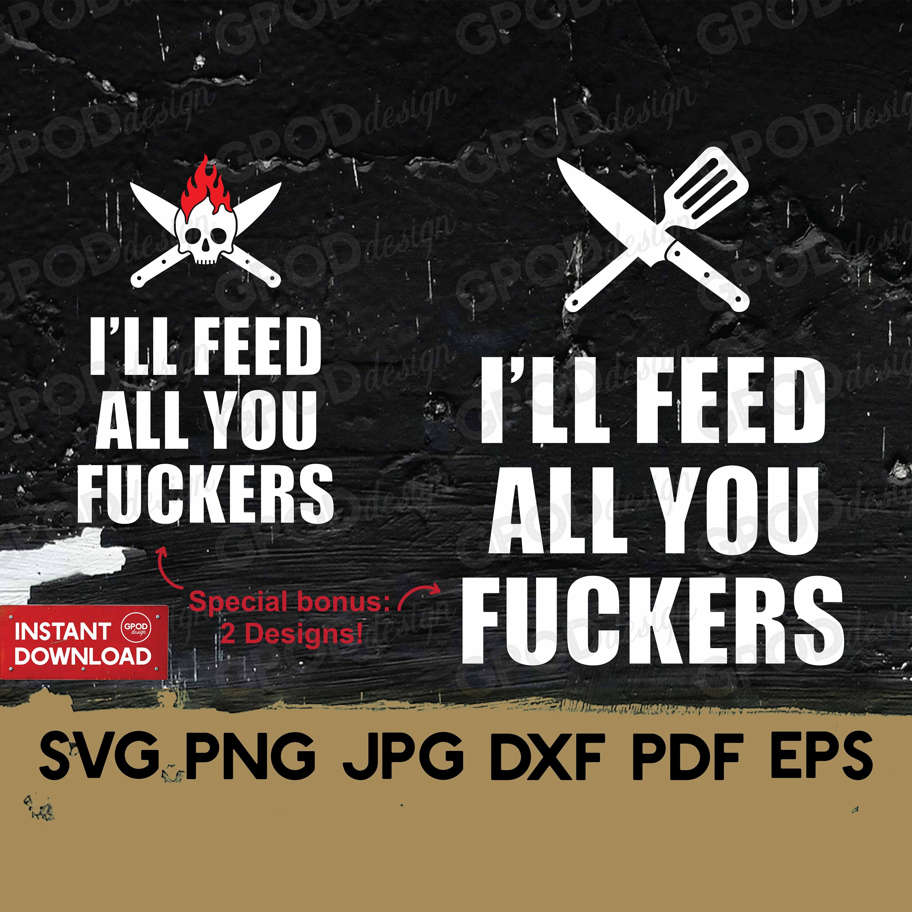 Tablier De Cuisine / BBQ Noir Humour "I'll Feed All You Fuckers" - Neuf Avec étiquette, 100% Polyester, Générique