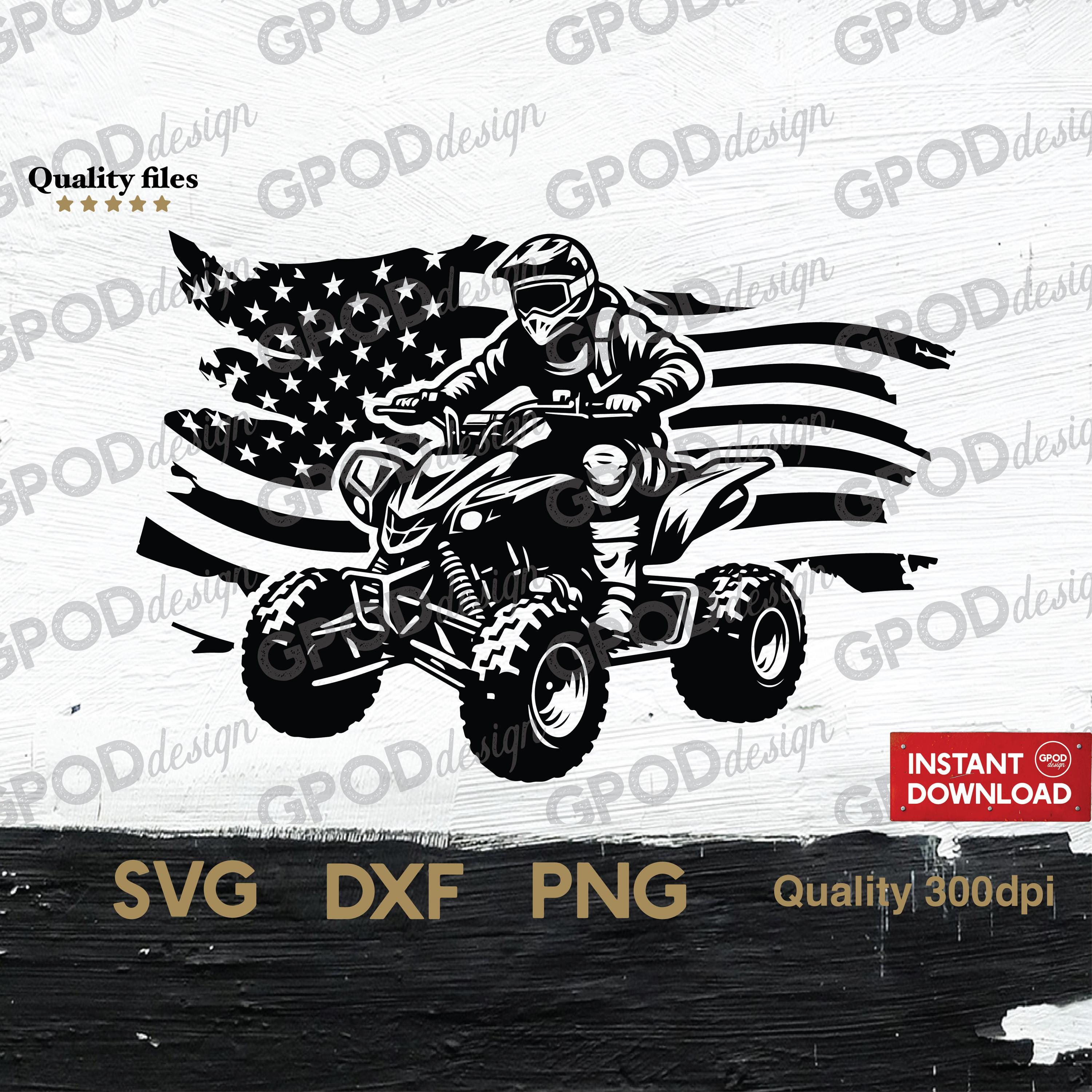 4 Wheeler American Flag SVG, Clipart for Cricut, Patriotic Atv, Four Wheeler, American Quad PNG DXF | Digital download