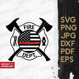 Thin Red Line Flag SVG, Fire Dept svg, Firefighter svg, Clipart For Cricut, Fireman department svg | Vector Cut File, Digital download