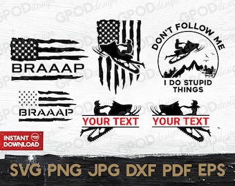 Paquete de bandera de motos de nieve SVG, monograma dividido de motos de nieve svg, imágenes prediseñadas para Cricut, paseo en moto de nieve svg, regalo / archivo de corte vectorial, descarga digital