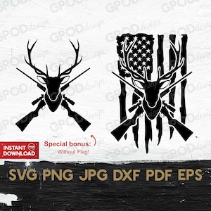 Deer Rifles Flag SVG, Deer Hunting svg, Clipart for Cricut/Silhouette, Hunting svg, Deer sniper svg | Vector Cut File, Digital download