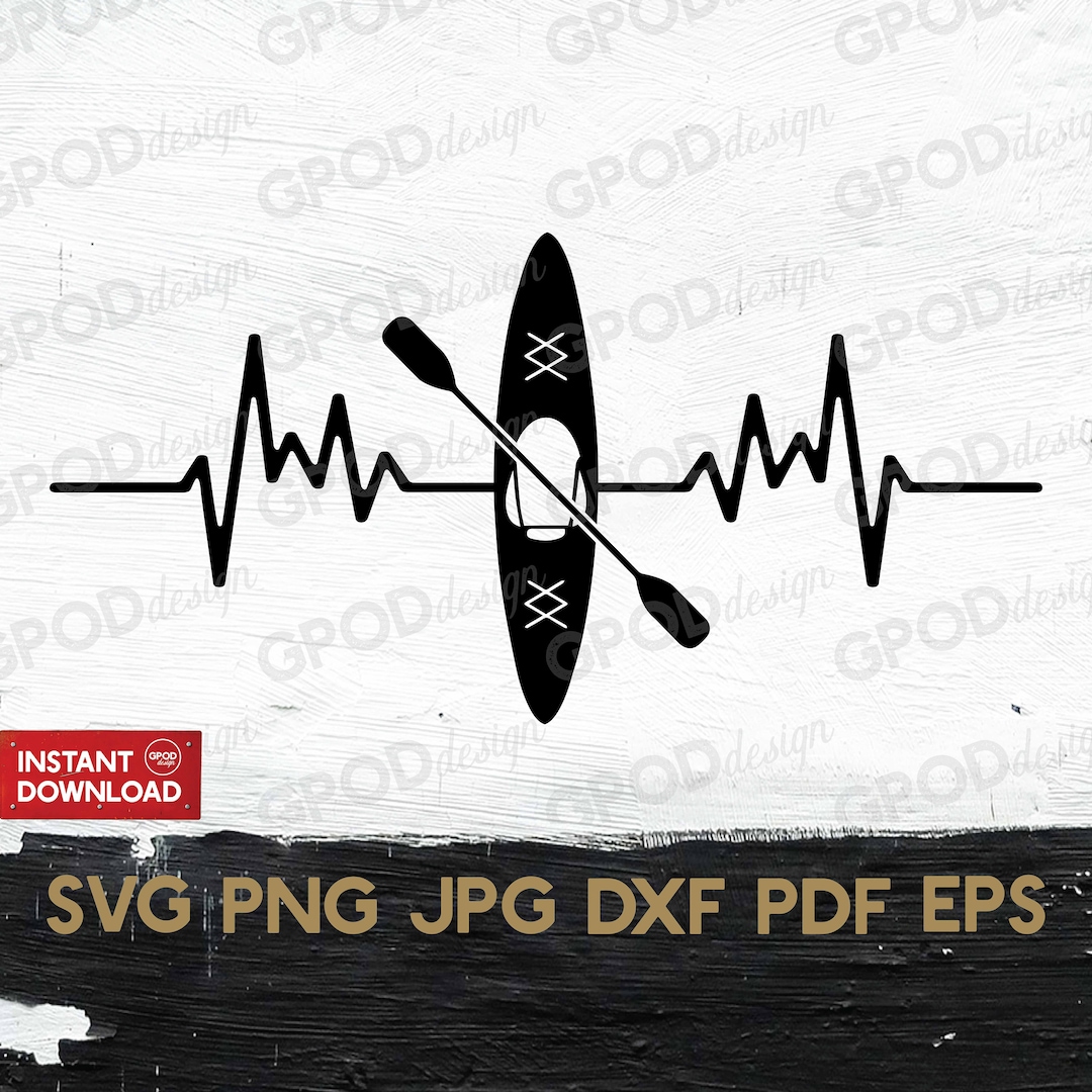 Kayak Life Heartbeat SVG, Kayaking Svg, Clipart for Cricut, Lake Life