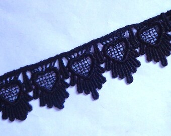 Venise Lace, 1+3/8 pulgadas de ancho, color negro, venta cortada a medida