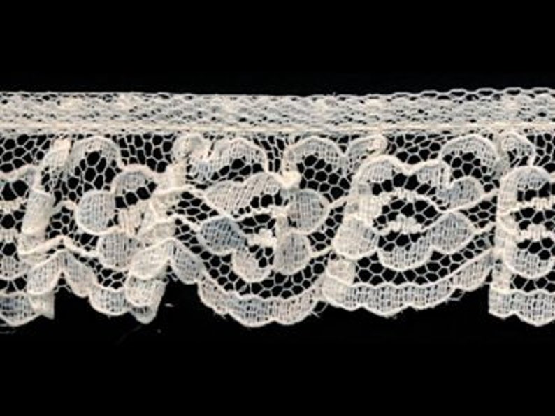 Ruffled Lace, 11/4 inch select color price per yard ivory