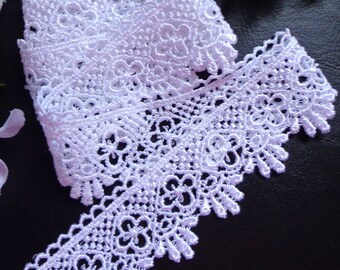 Venise Lace, 1+7/8 pulgadas de ancho, blanco, venta cortado a medida