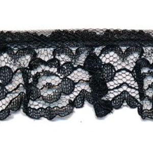 Ruffled Lace, 11/4 inch select color price per yard Black