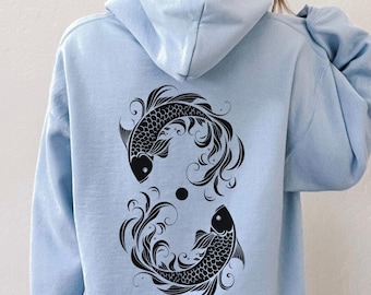 Koi Fish Hoodie Coconut Girl Sweatshirt Ocean Beach Hoodie Ocean Inspired Style Ocean Animal Shirt Shark Shirt Beachy Hoodies Whale Shark