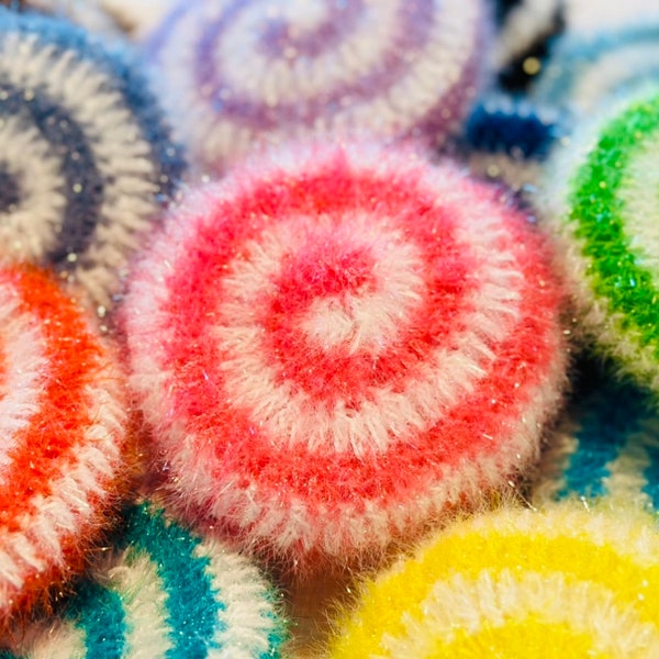 4pc set - Lollipop dish scrubby, Crochet Scrubbies, Kitchen Cloth, Dish Scrubber, Handmade scrubby