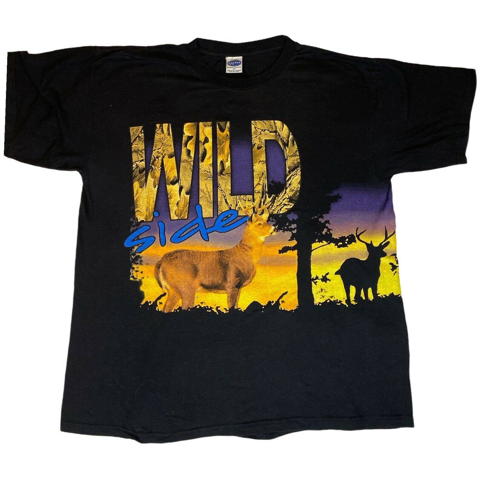 Vtg 90s Wild Side T Shirt Mens XL AOP Buck DEER | Etsy