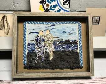 Made to order Mosaic wedding picture in shadow box