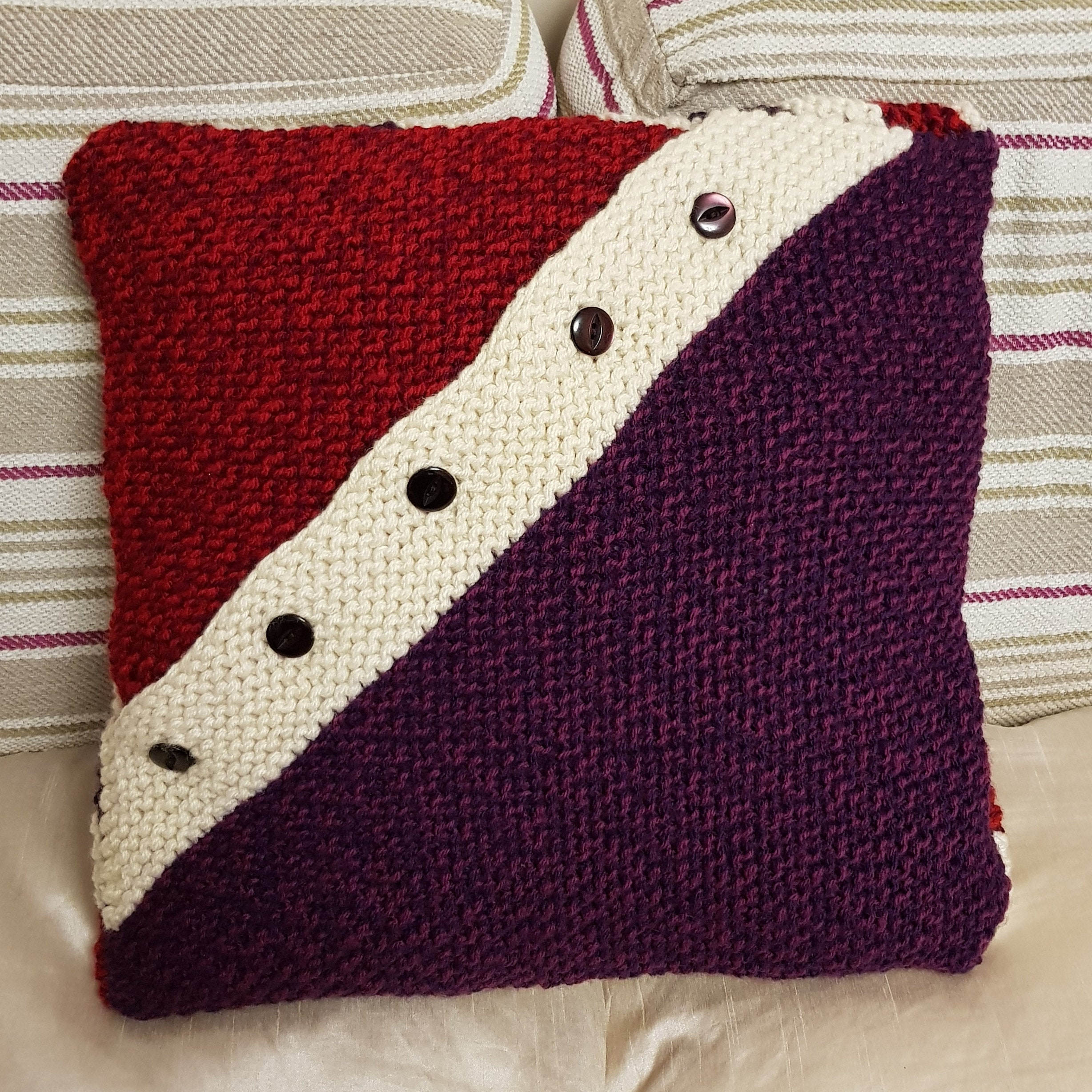 Hand knitted Cushion Cover Multicolored. Etsy