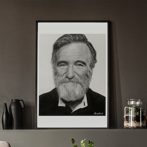 Portrait of Robin Williams - Pencil and Charcoal Drawing - Digital Download/Print