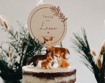 Cake topper baptême - bois - personnalisé - avec prénom