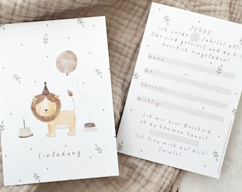 Carte d'invitation - lion - carte postale